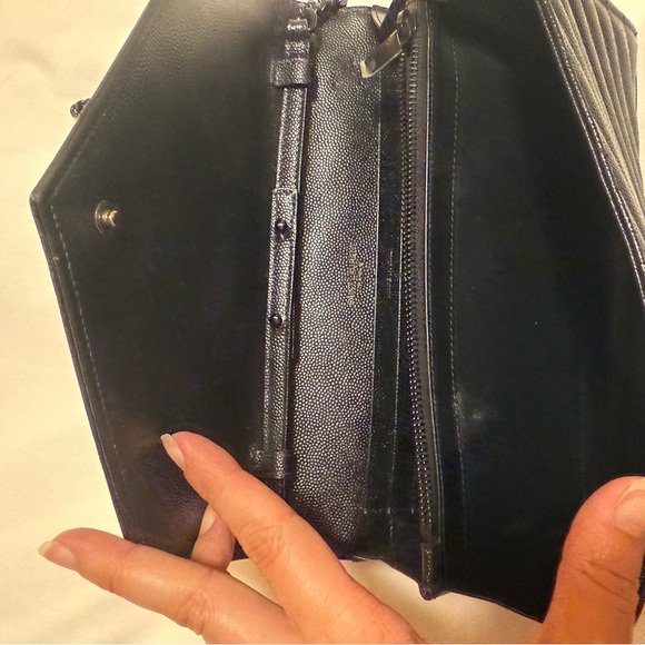 Yves Saint Laurent Black Chevron Clutch - Picture 3 of 6